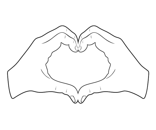 arte de línea mano corazón logo hecho a mano silueta modelo 69