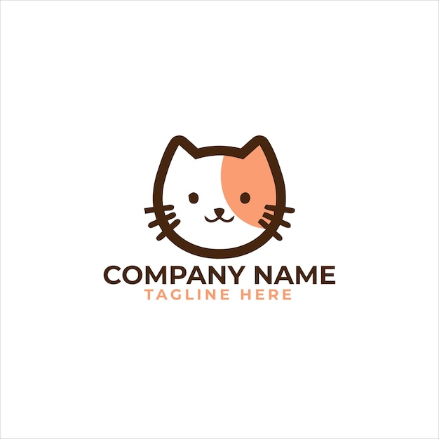 Arte de línea mano mascotas cuidado de animales ilustración del diseño del símbolo del logotipo