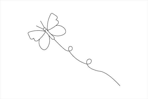 Arte de línea de mariposa minimalista diseño de ilustración vectorial de contorno vectorial simple