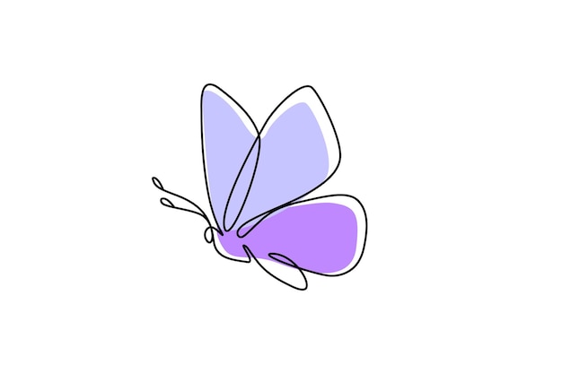 Arte de la línea de mariposa púrpura