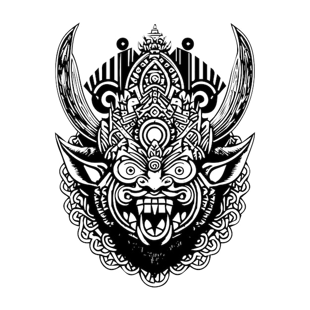 Arte de línea de máscara de Barong