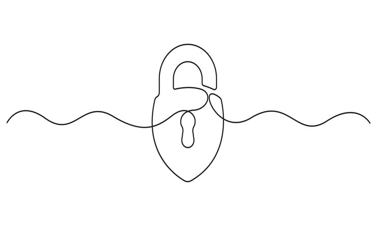 Vector arte de línea minimalista de una cerradura abierta