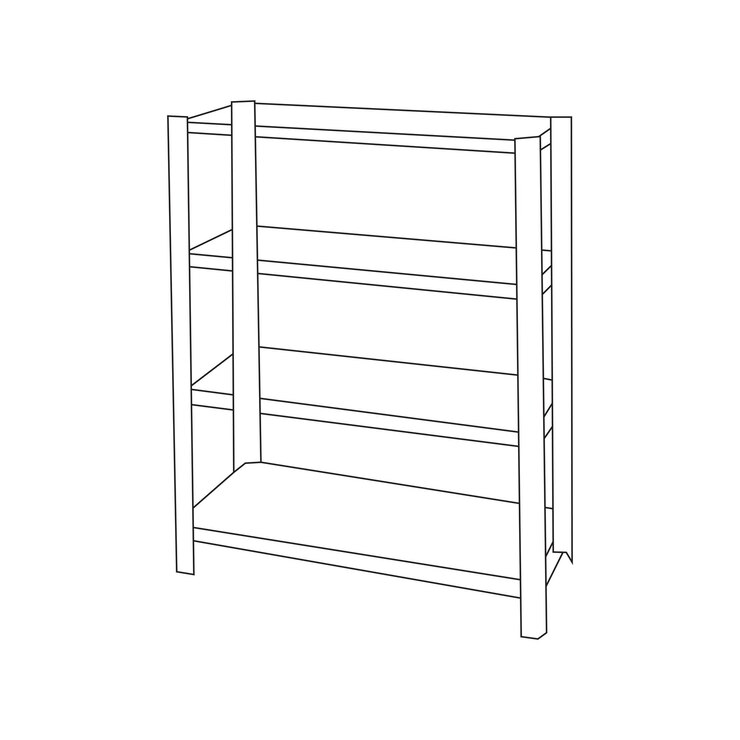 Arte de línea minimalista de un estante de estante de acero perfecto para diseños de almacenamiento industrial