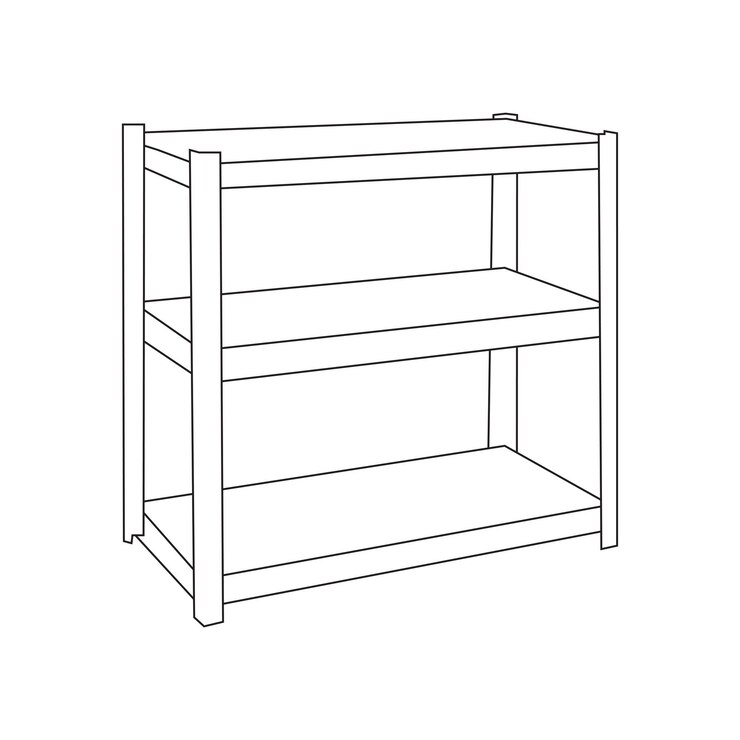 Arte de línea minimalista de un estante de estante de acero perfecto para diseños de almacenamiento industrial