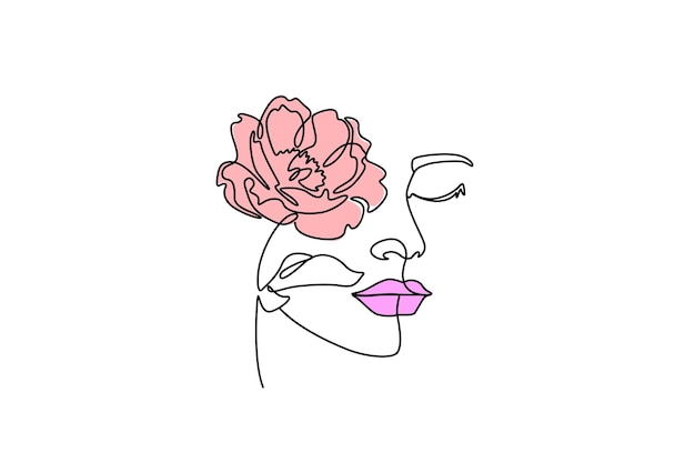 Arte de línea minimalista de una mujer con una flor