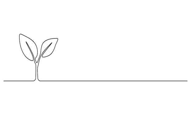 Arte de línea minimalista de una planta germinante que representa el crecimiento y los nuevos comienzos