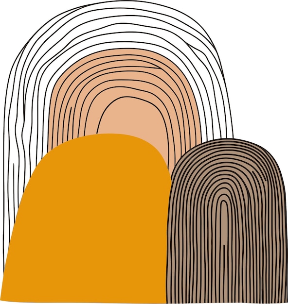 Arte de línea moderno abstracto con tonos terrenales y formas orgánicas