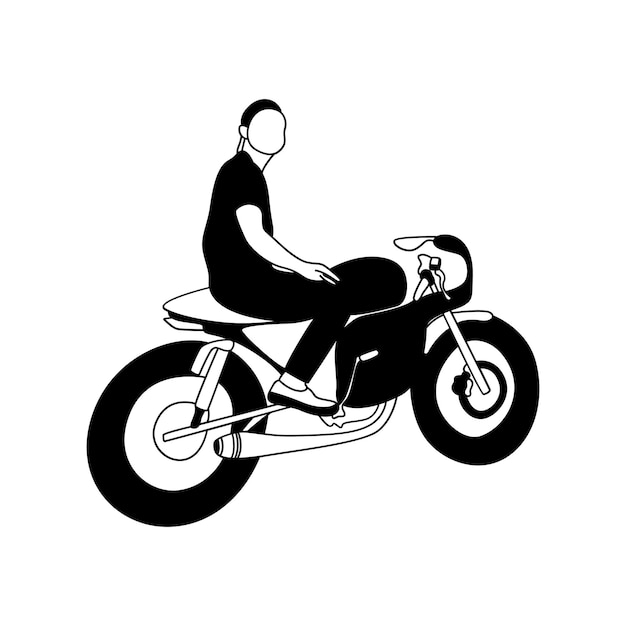 Vector el arte de la línea de motocicletas caferacer.