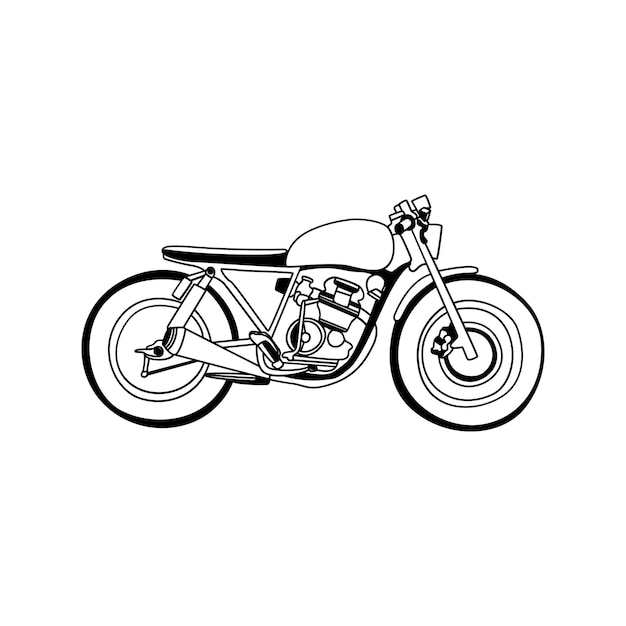 Vector el arte de la línea de motocicletas caferacer.