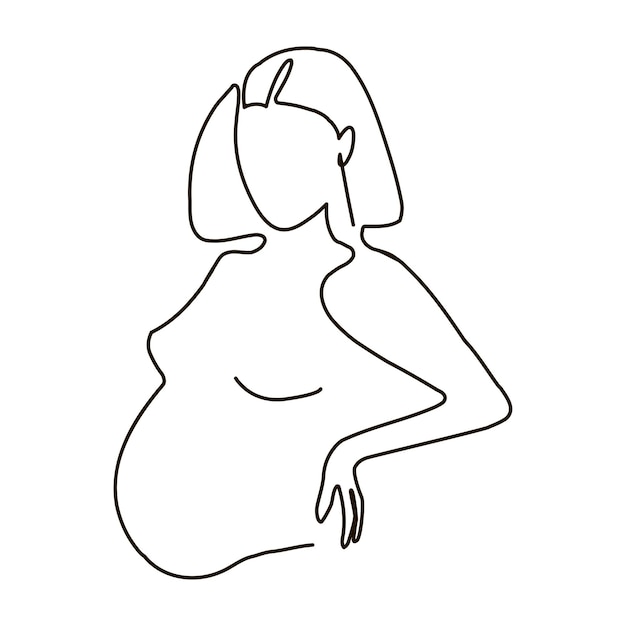 Arte de línea de mujer embarazada. silueta de mujer. ilustración vectorial