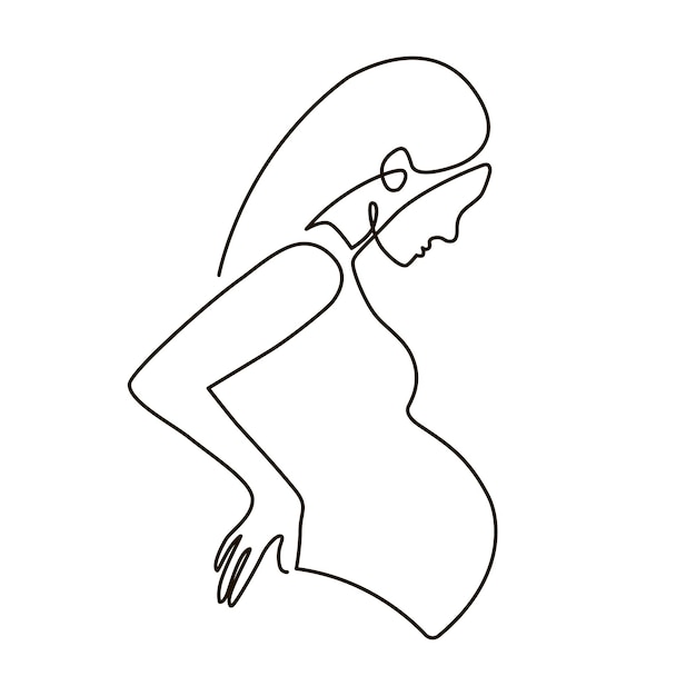 Arte de línea de mujer embarazada. silueta de mujer. ilustración vectorial