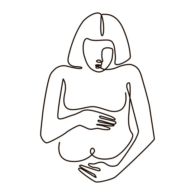 Arte de línea de mujer embarazada. silueta de mujer. ilustración vectorial