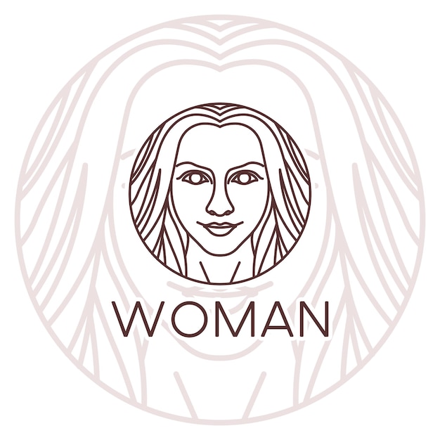 Vector arte de línea de mujer de pelo largo para diseño de logotipo de cuidado de piel de belleza de salón de spa cosmético