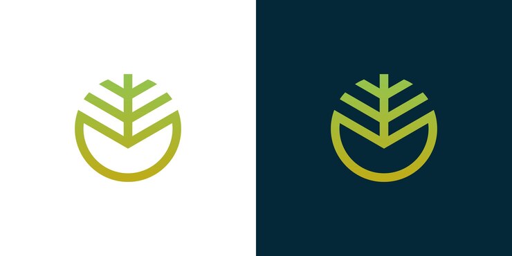 arte de línea naturaleza logotipo diseño vectorial árbol de roble dentro del círculo