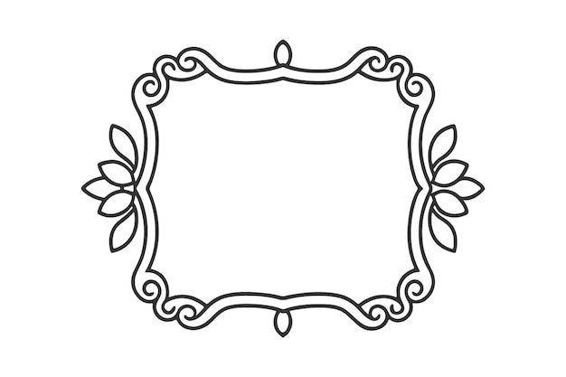 Arte de línea negra decoración de hojas florales adornos borde del marco