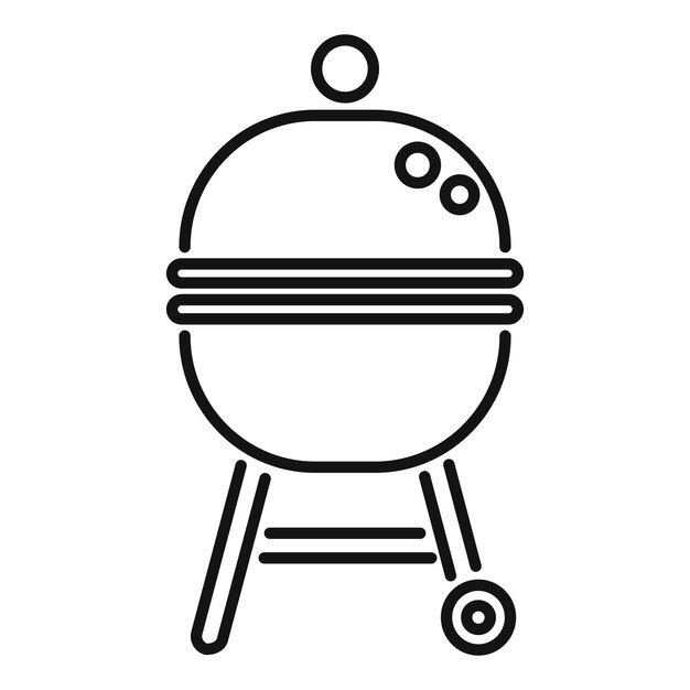 Arte de línea negra del icono de la parrilla de barbacoa al aire libre