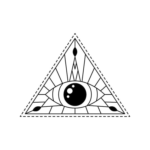 arte de línea ojo místico Providencia vista en triángulo amuleto impresión geométrica mística símbolo del mal