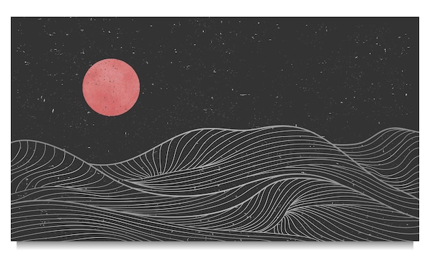 Arte de línea de onda dorada, paisajes abstractos de fondos estéticos contemporáneos. utilizar para imprimir arte, portada, fondo de invitación, tela. Ilustración vectorial