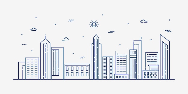 Arte de línea de paisaje de la ciudad