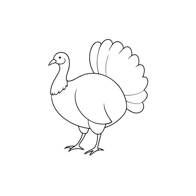 Arte de línea de pájaro pavo para libro de colorear