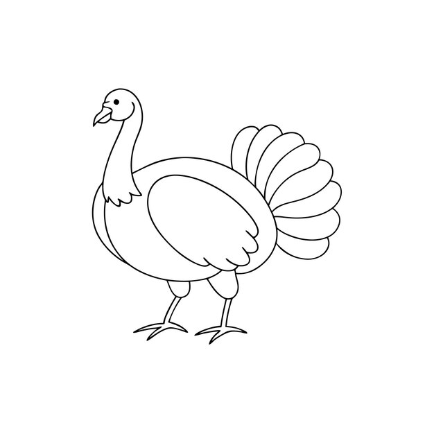 Arte de línea de pájaro pavo para libro de colorear