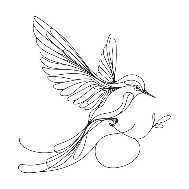 Arte de línea de pájaros silueta vectorial completa con fondo blanco puro