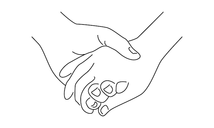 Vector arte de línea de pareja tomados de la mano