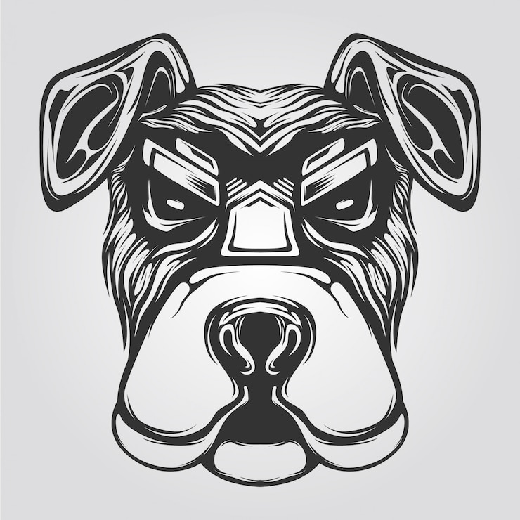 Vector arte de línea de perro blanco y negro