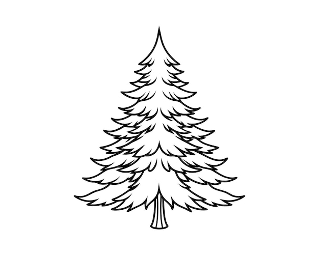 arte de línea de pino vector fondo blanco