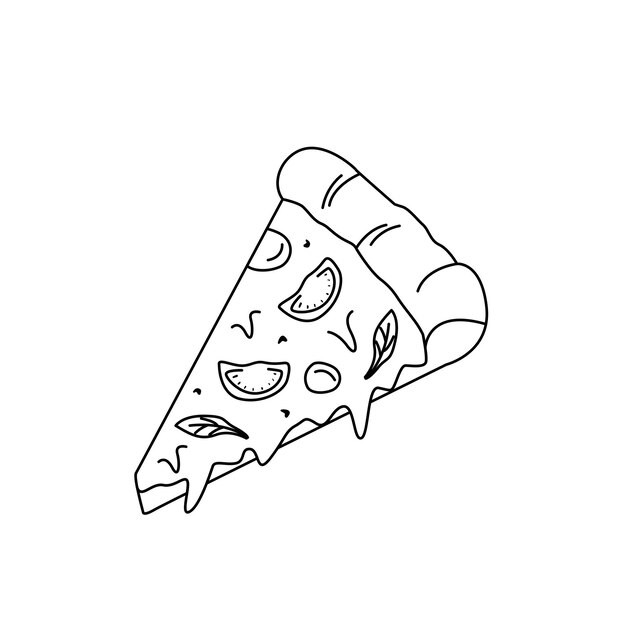 Arte de línea de pizza de comida rápida italiana icono vectorial dibujado a mano