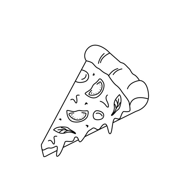 Vector arte de línea de pizza de comida rápida italiana icono vectorial dibujado a mano