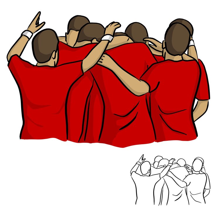 Vector arte de línea portero sosteniendo el trofeo ilustración vectorial dibujada a mano aislada en fondo blanco