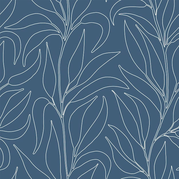 Arte de línea que trae follaje patrón vectorial sin costuras genial para papel tapiz textil empaque de libros de recortes