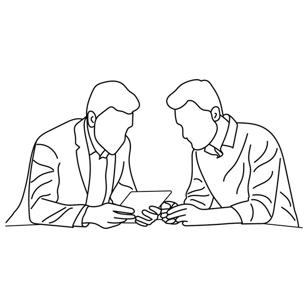 Arte de la línea de reunión de negocios Concepto de presentación Dibujo de línea continua reunión de negocios