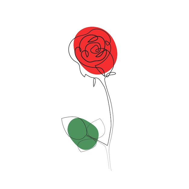 Arte de línea de rosa roja