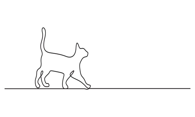 Arte de línea de silueta de gato minimalista
