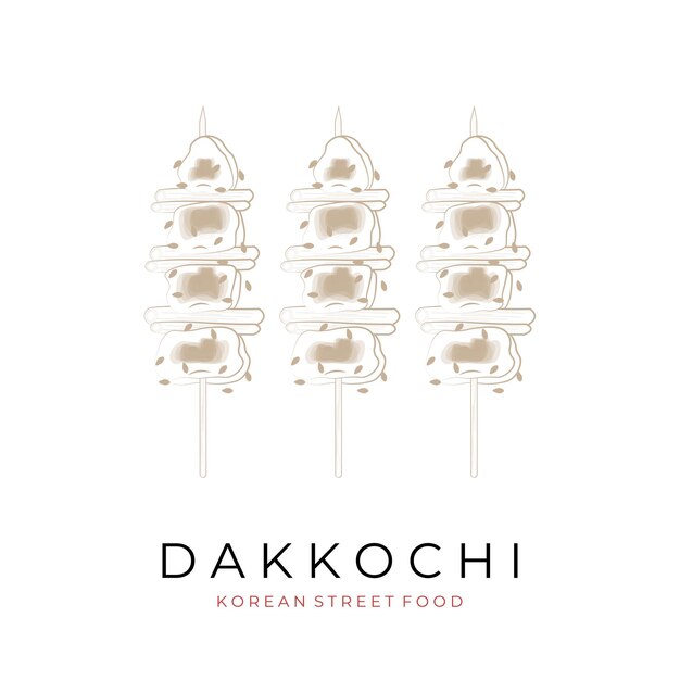 Vector arte de línea simple dakkochi dakkkochi pollo skewer vector ilustración del logotipo