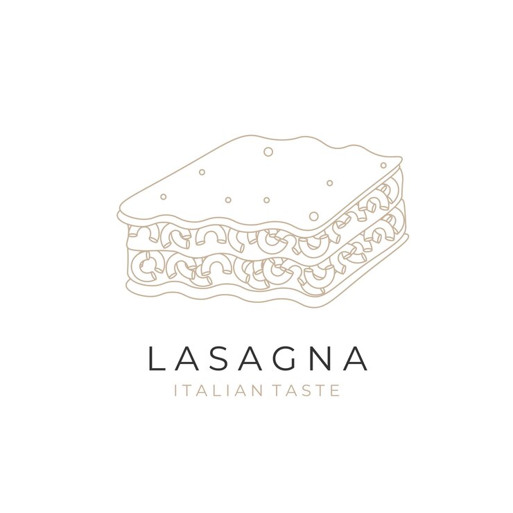 Arte de línea simple del logotipo de ilustración vectorial de lasaña de macarrones