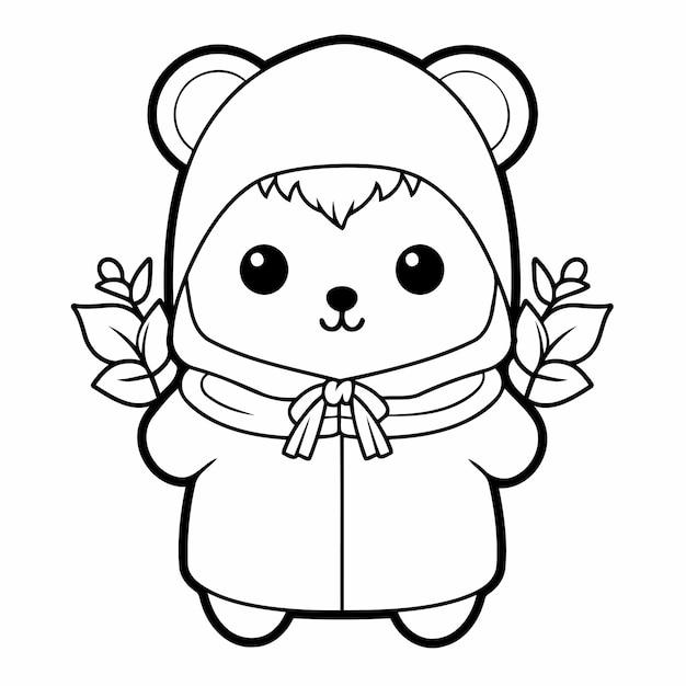 Vector arte de línea simple un oso lindo en estilo vectorial