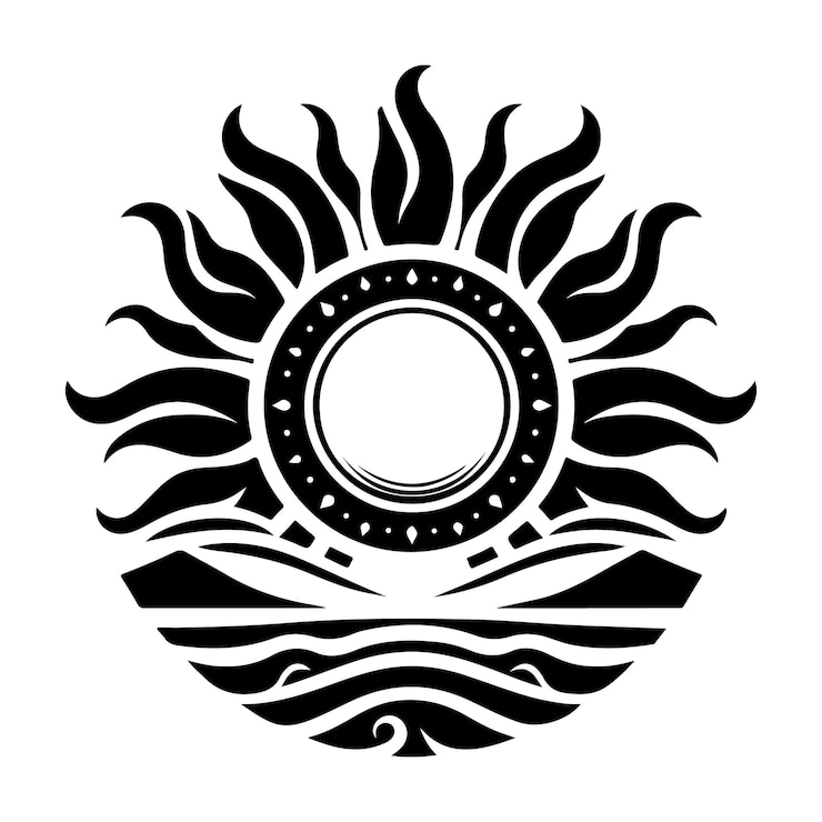 Vector arte de la línea del sol y el cielo ilustración vectorial silueta negra