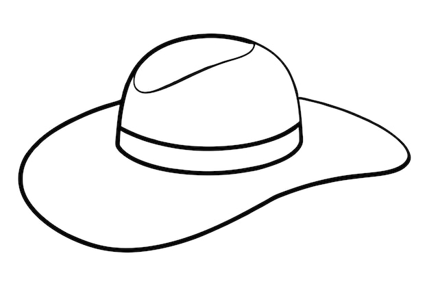 Arte de línea de sombrero de paja tejido con borde amplio estructurado