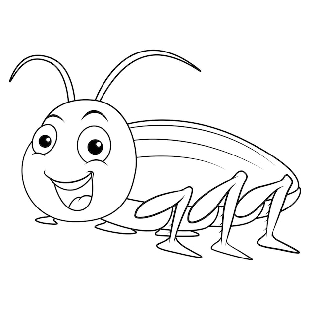 Arte de línea de sonrisa de dibujos animados de cucaracha