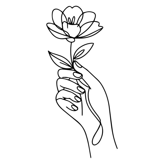 Un arte de línea sosteniendo una flor