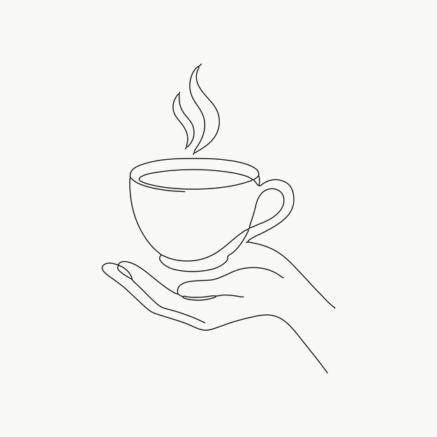 Arte de la línea de la taza de café con la mano