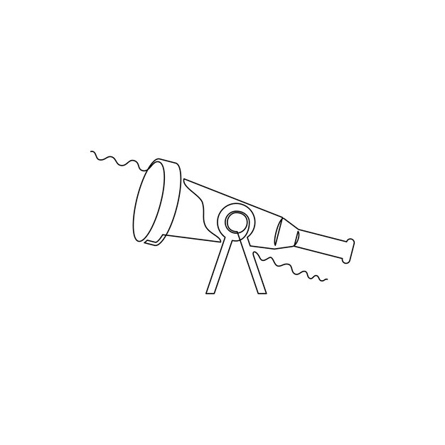 Un arte de línea telescopio ilustración vectorial arte de línea una línea continua simple dibujada a mano