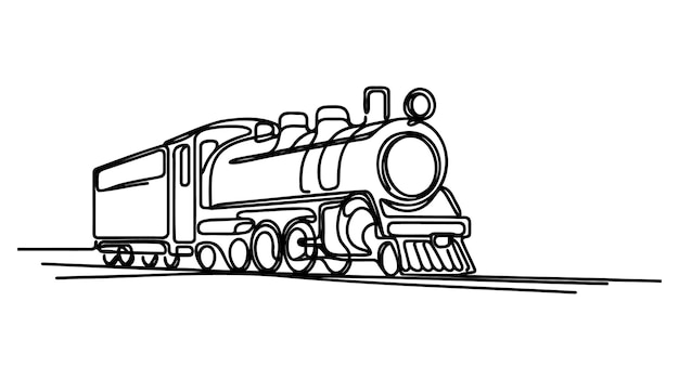Arte de línea de tren Ilustración de transporte continuo de una línea Vector
