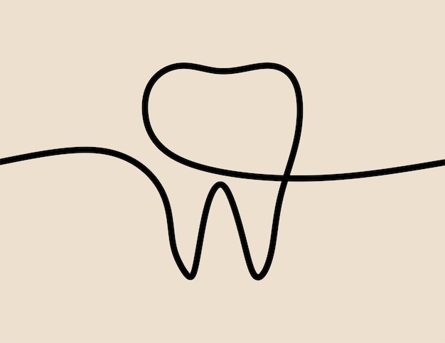 Vector arte de línea única continua en línea dental