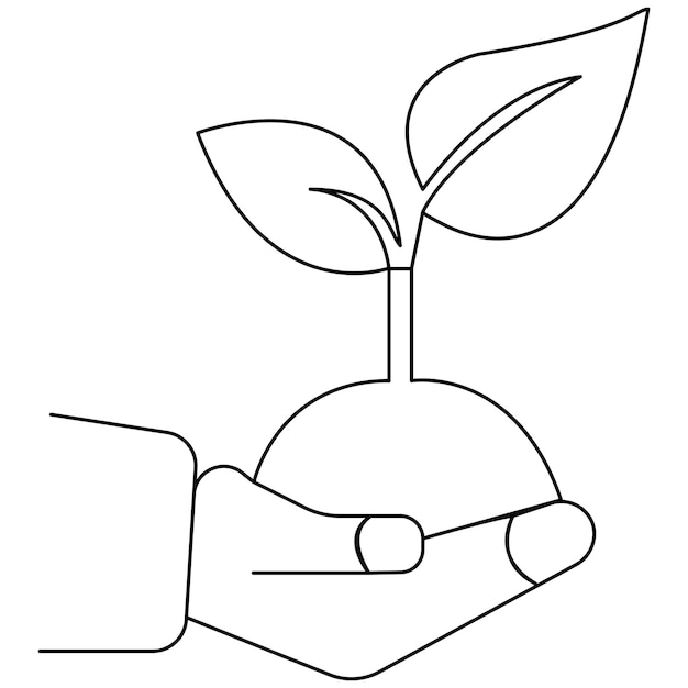Arte de línea única de ecología dibujo continuo de una línea de arte vectorial de contorno aislado