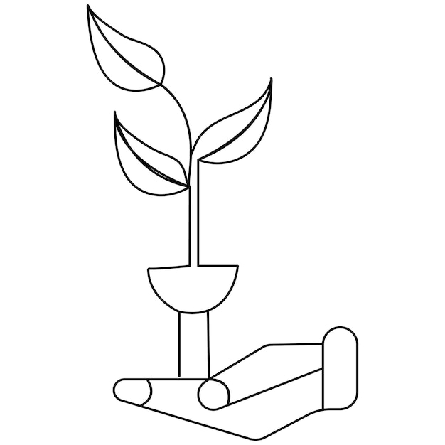 Arte de línea única de ecología dibujo continuo de una línea de arte vectorial de contorno aislado