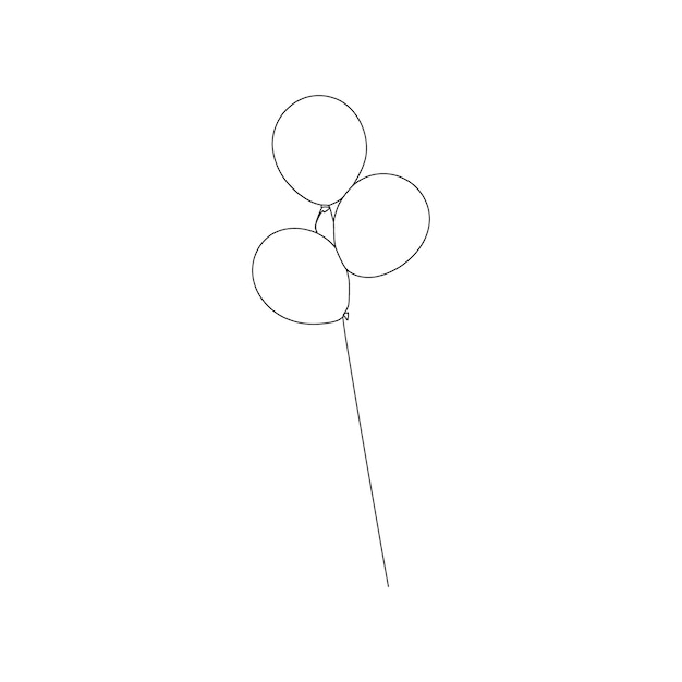 Arte de línea única de globo continuo Ilustración vectorial de dibujo de contorno de boceto